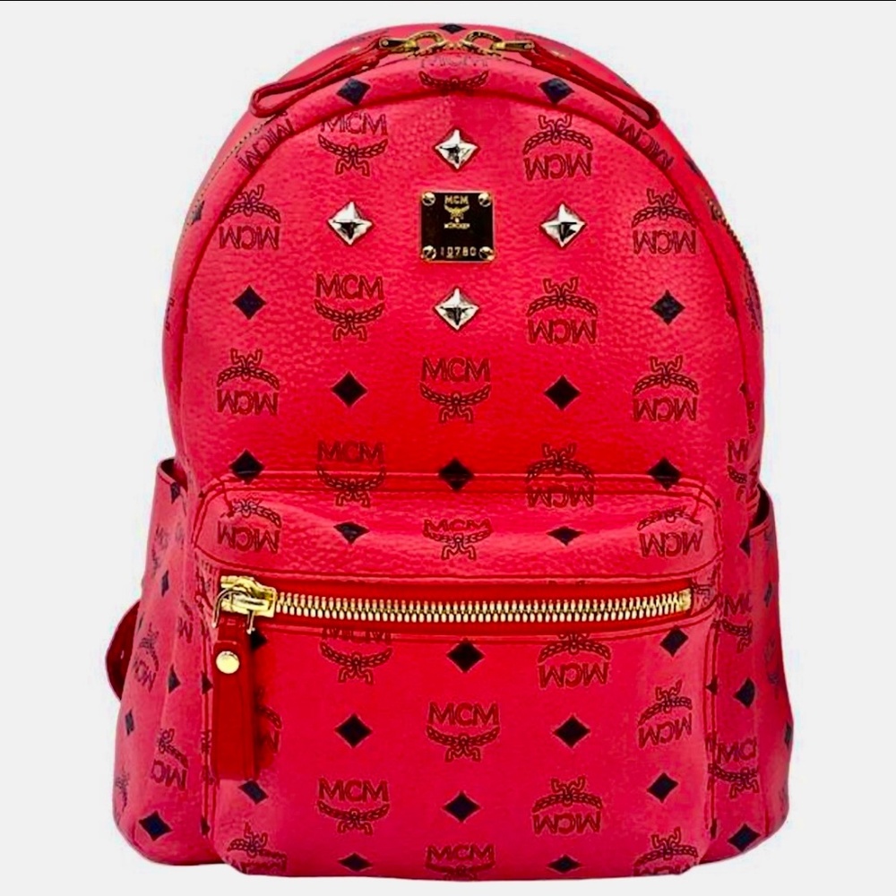 Red MCM Visetos  Mens Backpack